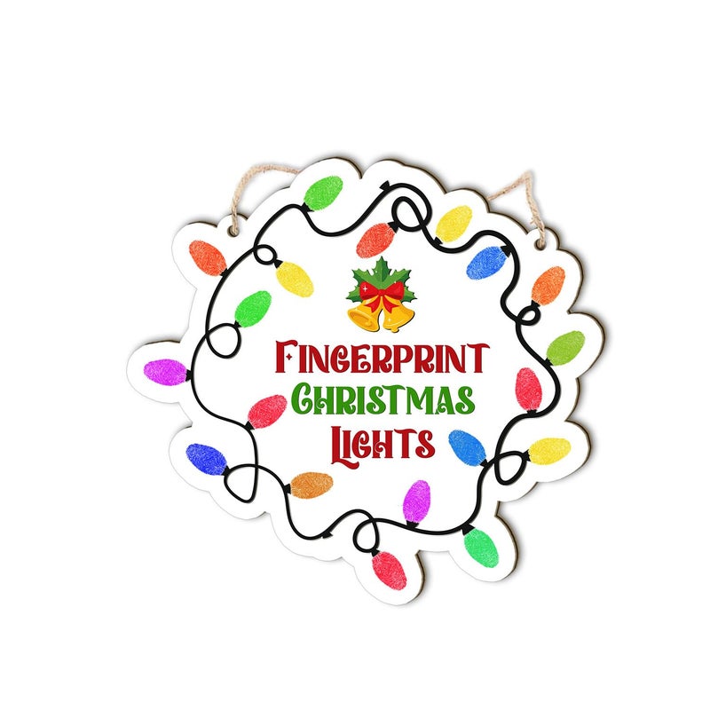 BEETHIS DIY Family Fingerprint Christmas Hanging Sign 2025, Fingerprint Lights, Baby's Handprint, Art Craft, Holiday Family Activity Memory Keepsake, Gift for Mom from Kids Toddler (Ink Not Included) - Image 3